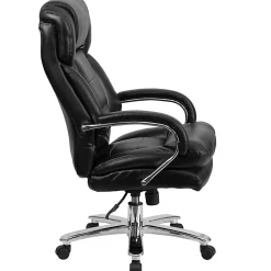 Flash Furniture Hercules 24-7 Intensive Use Big & Tall Ergonomic LeatherSoft™ Faux Leather Office Chair With Loop Arms, Black/Gray