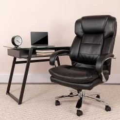 Flash Furniture Hercules 24-7 Intensive Use Big & Tall Ergonomic LeatherSoft™ Faux Leather Office Chair With Loop Arms, Black/Gray