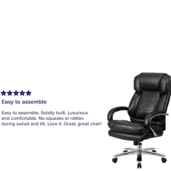 Flash Furniture Hercules 24-7 Intensive Use Big & Tall Ergonomic LeatherSoft™ Faux Leather Office Chair With Loop Arms, Black/Gray