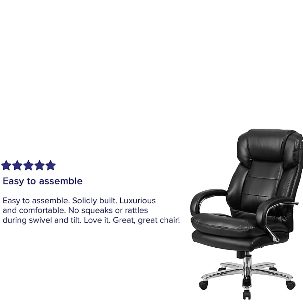 Flash Furniture Hercules 24-7 Intensive Use Big & Tall Ergonomic LeatherSoft™ Faux Leather Office Chair With Loop Arms, Black/Gray
