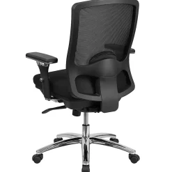 Flash Furniture HERCULES 24-7 Intensive Mesh Mid-Back Big And Tall Chair With Synchro Tilt, Black/Chrome