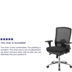 Flash Furniture HERCULES 24-7 Intensive Mesh Mid-Back Big And Tall Chair With Synchro Tilt, Black/Chrome