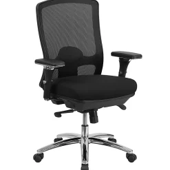 Flash Furniture HERCULES 24-7 Intensive Mesh Mid-Back Big And Tall Chair With Synchro Tilt, Black/Chrome