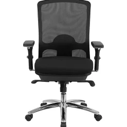 Flash Furniture HERCULES 24-7 Intensive Mesh Mid-Back Big And Tall Chair With Synchro Tilt, Black/Chrome