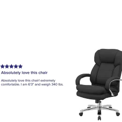 Flash Furniture Hercules 24-7 Intensive Use Big And Tall Office Chair With Loop Arms, Black Ergonomic Fabric/Gray
