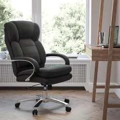 Flash Furniture Hercules 24-7 Intensive Use Big And Tall Office Chair With Loop Arms, Black Ergonomic Fabric/Gray