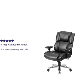 Flash Furniture Hercules 24-7 Intensive Use Big And Tall Office Chair With Lumbar Knob, Tufted Headrest And Back, Black/Gray