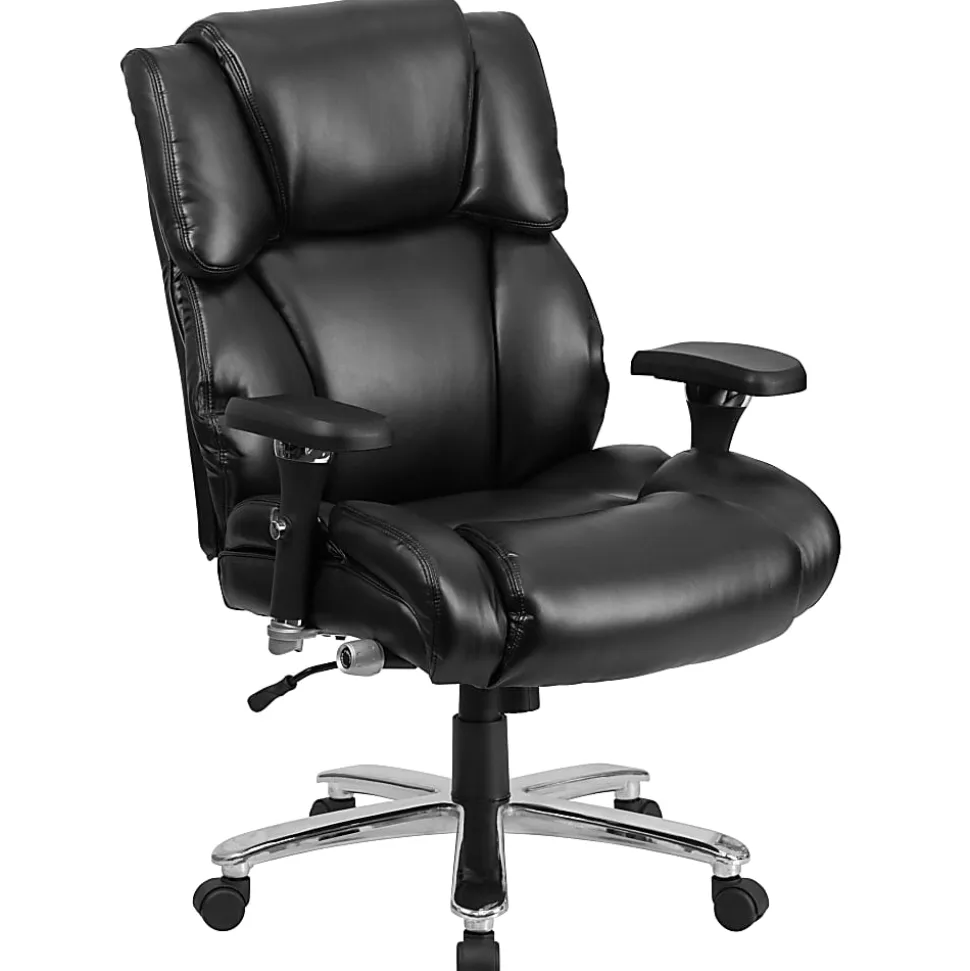 Flash Furniture Hercules 24-7 Intensive Use Big And Tall Office Chair With Lumbar Knob, Tufted Headrest And Back, Black/Gray