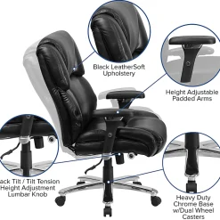 Flash Furniture Hercules 24-7 Intensive Use Big And Tall Office Chair With Lumbar Knob, Tufted Headrest And Back, Black/Gray