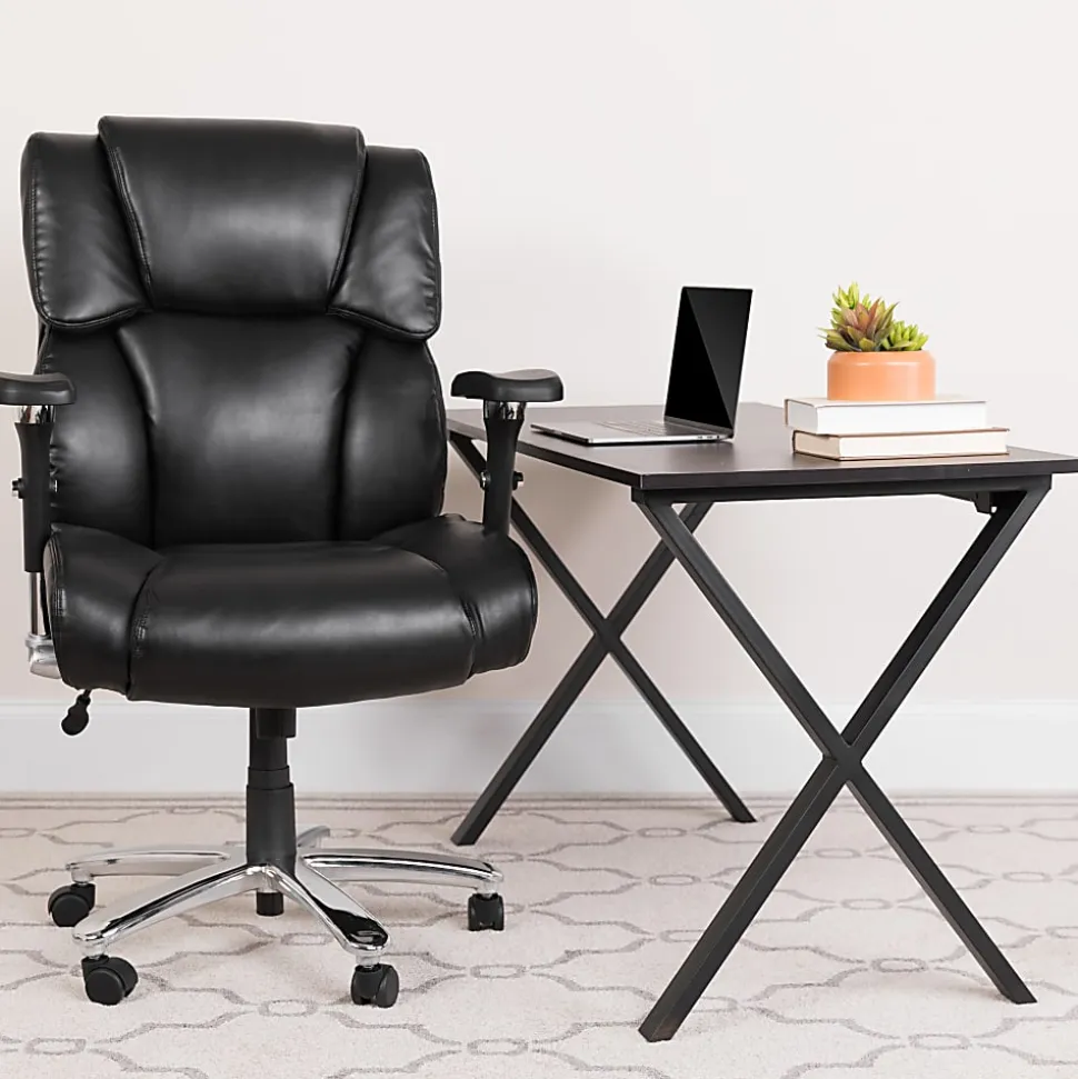 Flash Furniture Hercules 24-7 Intensive Use Big And Tall Office Chair With Lumbar Knob, Tufted Headrest And Back, Black/Gray