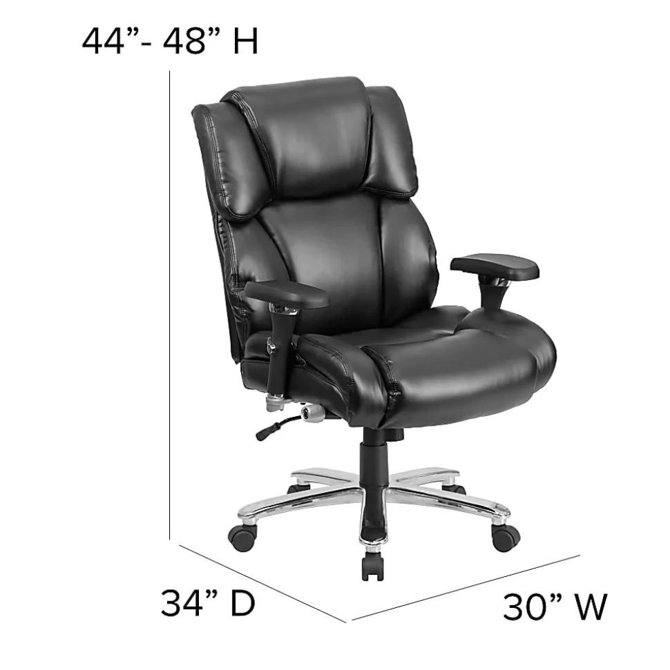 Flash Furniture Hercules 24-7 Intensive Use Big And Tall Office Chair With Lumbar Knob, Tufted Headrest And Back, Black/Gray