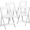 Flash Furniture HERCULES 1000-lb Capacity Resin Folding Chairs With Slatted Seats, White, Set Of 4 Chairs