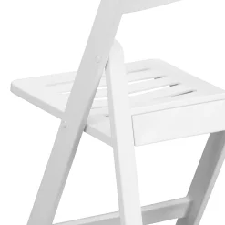 Flash Furniture HERCULES 1000-lb Capacity Resin Folding Chairs With Slatted Seats, White, Set Of 4 Chairs