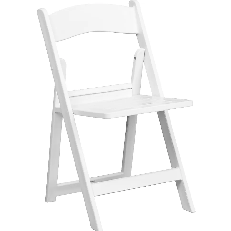 Flash Furniture HERCULES 1000-lb Capacity Resin Folding Chairs With Slatted Seats, White, Set Of 4 Chairs