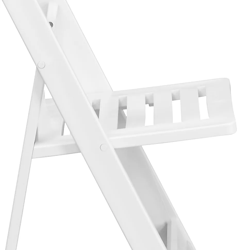 Flash Furniture HERCULES 1000-lb Capacity Resin Folding Chairs With Slatted Seats, White, Set Of 4 Chairs