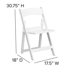Flash Furniture HERCULES 1000-lb Capacity Resin Folding Chairs With Slatted Seats, White, Set Of 4 Chairs