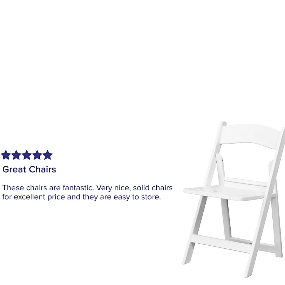 Flash Furniture HERCULES 1000-lb Capacity Resin Folding Chairs With Slatted Seats, White, Set Of 4 Chairs