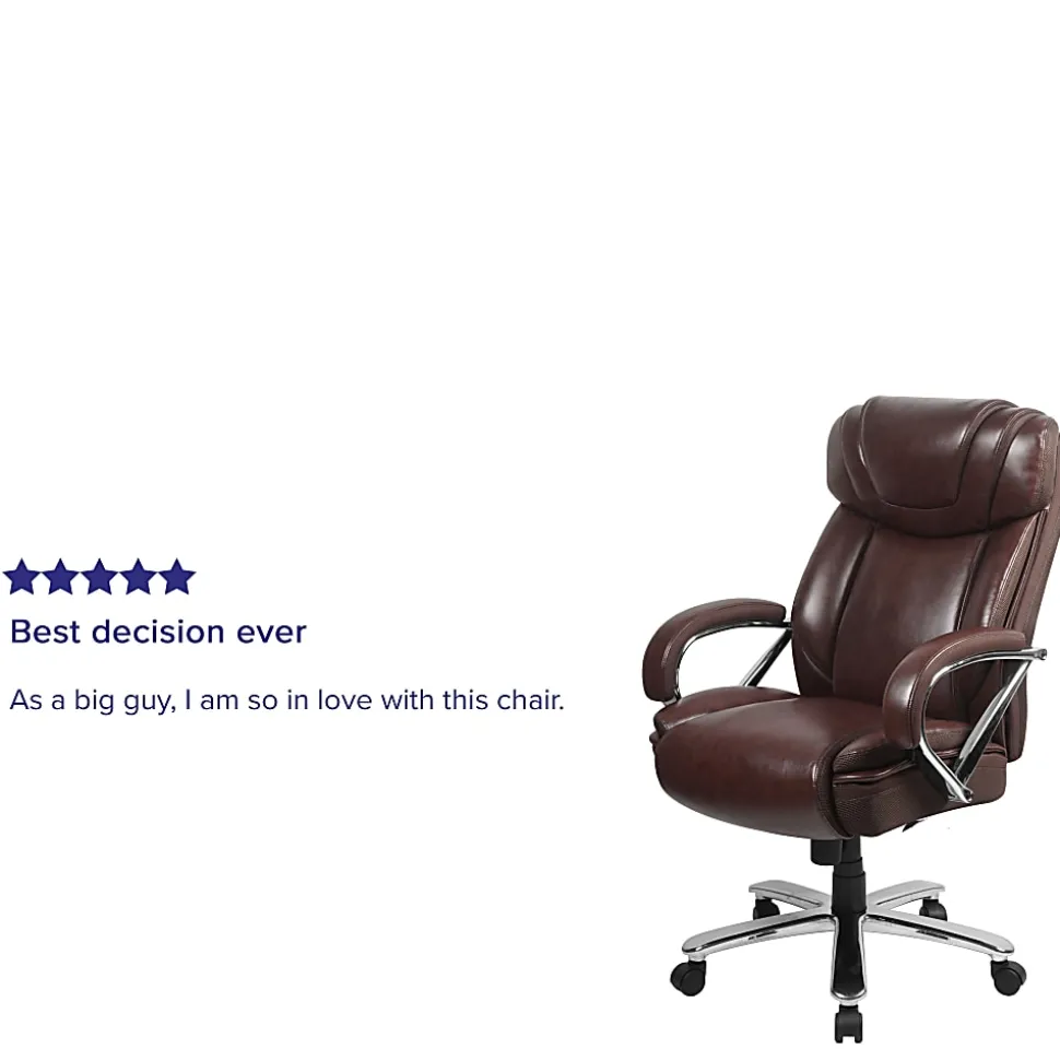 Flash Furniture Hercules LeatherSoft™ Faux Leather High-Back Big & Tall Ergonomic Office Chair, Brown/Gray