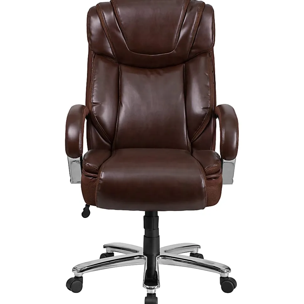 Flash Furniture Hercules LeatherSoft™ Faux Leather High-Back Big & Tall Ergonomic Office Chair, Brown/Gray