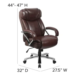 Flash Furniture Hercules LeatherSoft™ Faux Leather High-Back Big & Tall Ergonomic Office Chair, Brown/Gray