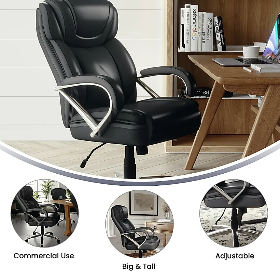 Flash Furniture Hercules LeatherSoft™ Faux Leather High-Back Big & Tall Ergonomic Office Chair, Black/Gray