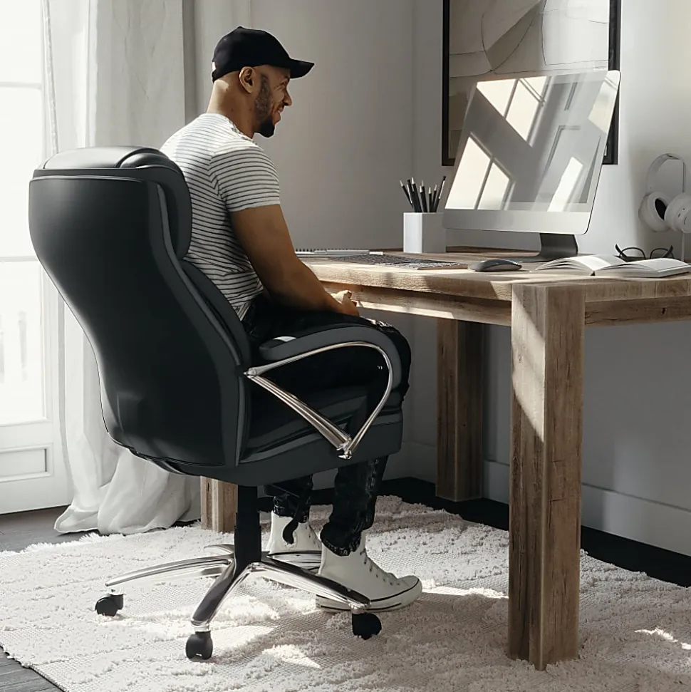 Flash Furniture Hercules LeatherSoft™ Faux Leather High-Back Big & Tall Ergonomic Office Chair, Black/Gray
