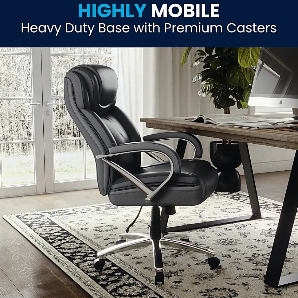 Flash Furniture Hercules LeatherSoft™ Faux Leather High-Back Big & Tall Ergonomic Office Chair, Black/Gray