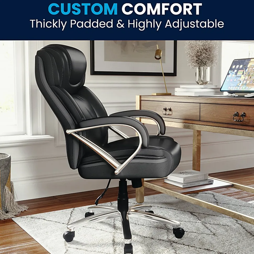 Flash Furniture Hercules LeatherSoft™ Faux Leather High-Back Big & Tall Ergonomic Office Chair, Black/Gray