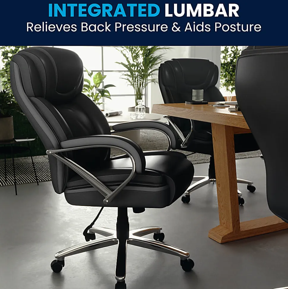 Flash Furniture Hercules LeatherSoft™ Faux Leather High-Back Big & Tall Ergonomic Office Chair, Black/Gray