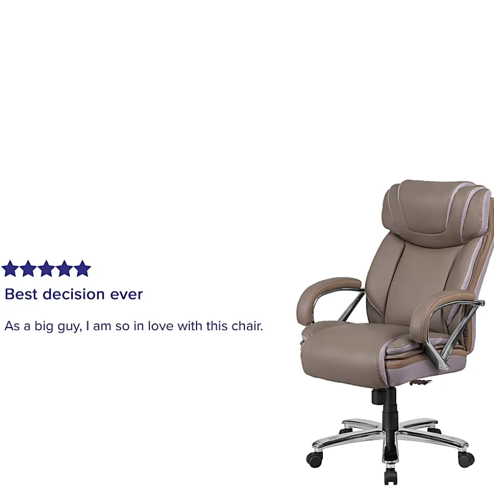 Flash Furniture Hercules LeatherSoft™ Faux Leather High-Back Big & Tall Ergonomic Office Chair, Taupe/Gray