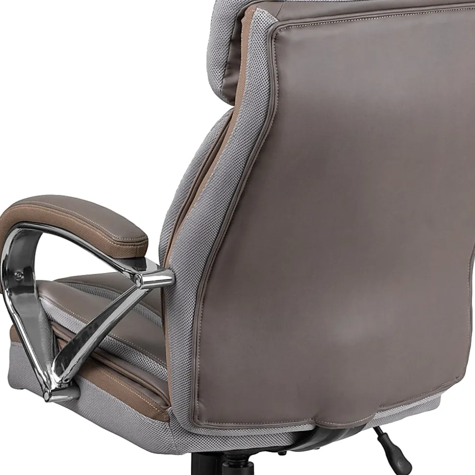 Flash Furniture Hercules LeatherSoft™ Faux Leather High-Back Big & Tall Ergonomic Office Chair, Taupe/Gray