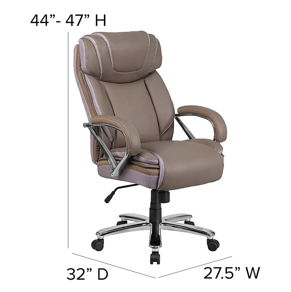 Flash Furniture Hercules LeatherSoft™ Faux Leather High-Back Big & Tall Ergonomic Office Chair, Taupe/Gray