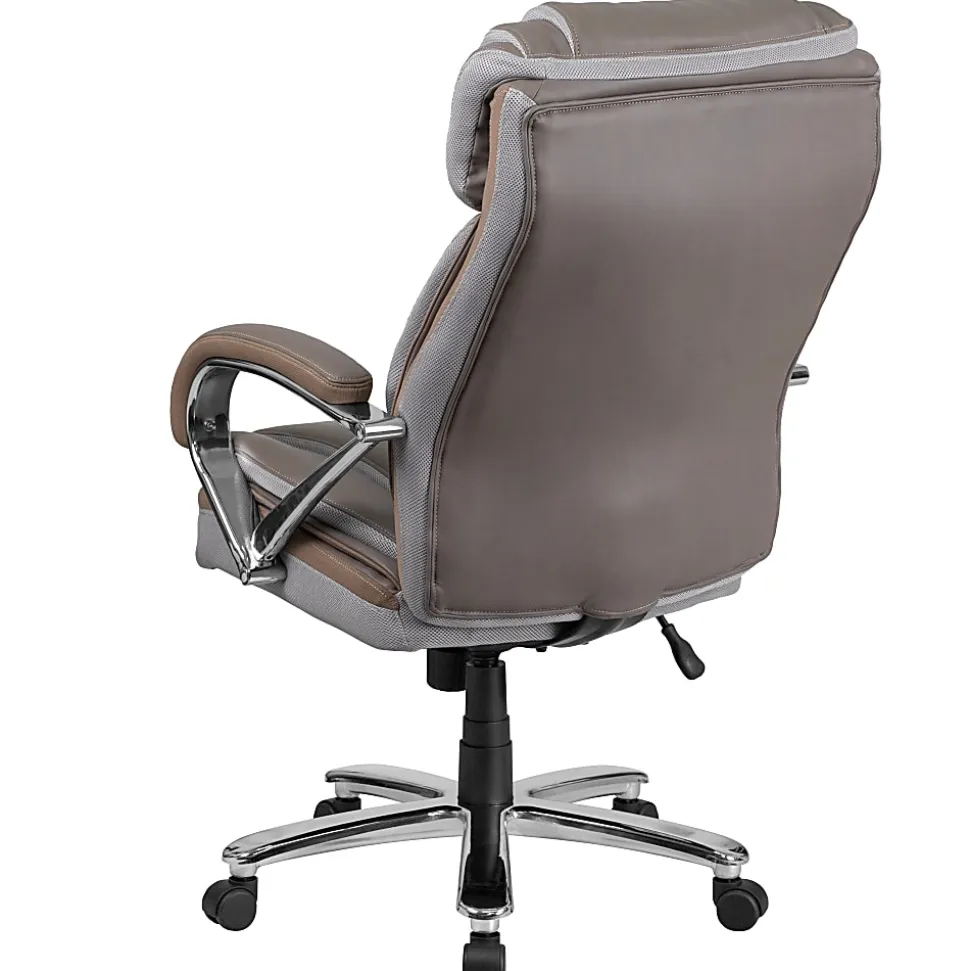 Flash Furniture Hercules LeatherSoft™ Faux Leather High-Back Big & Tall Ergonomic Office Chair, Taupe/Gray