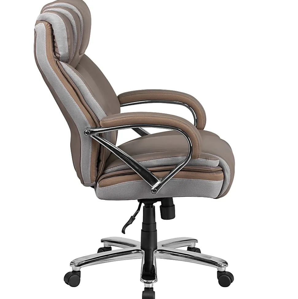 Flash Furniture Hercules LeatherSoft™ Faux Leather High-Back Big & Tall Ergonomic Office Chair, Taupe/Gray