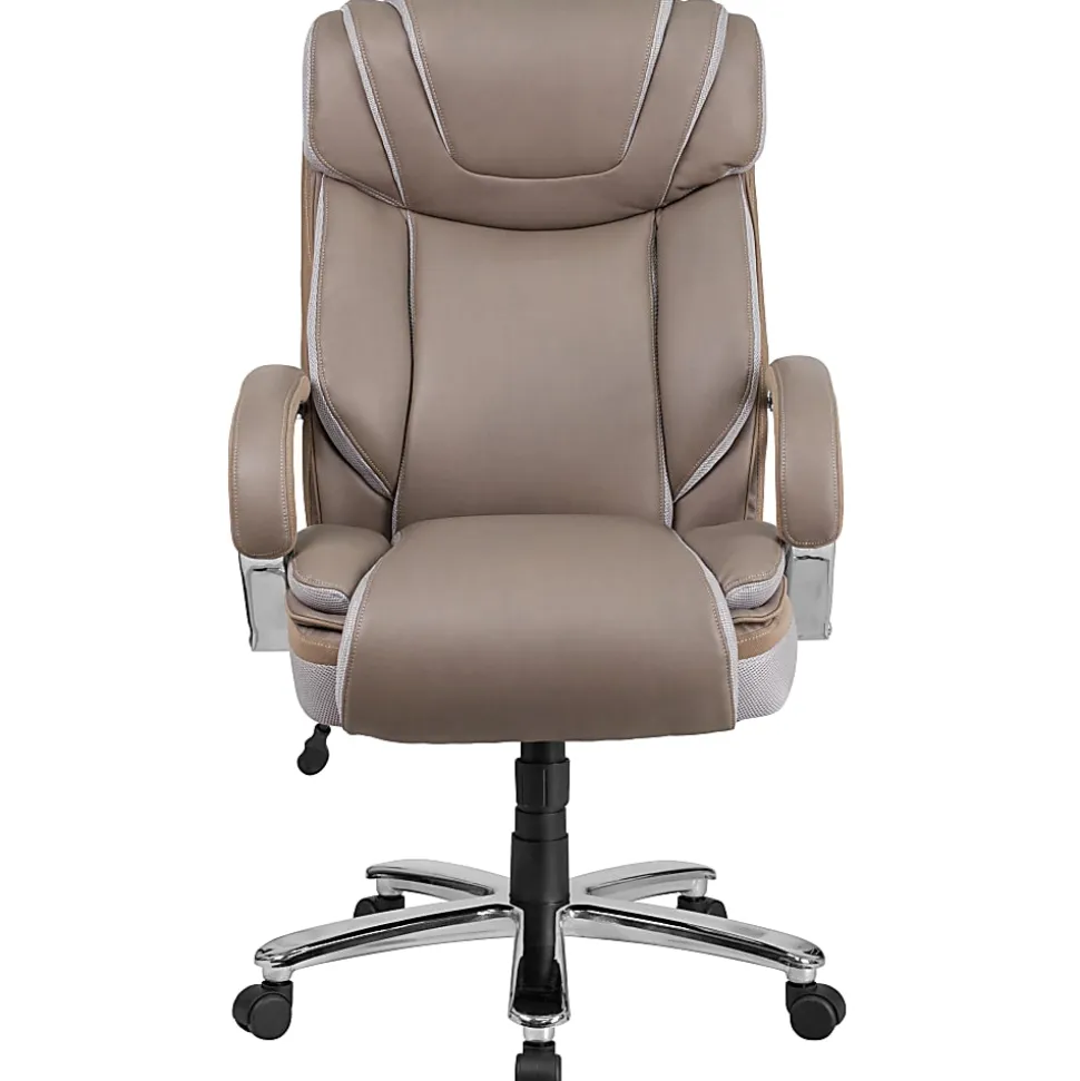 Flash Furniture Hercules LeatherSoft™ Faux Leather High-Back Big & Tall Ergonomic Office Chair, Taupe/Gray