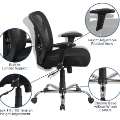 Flash Furniture HERCULES Mesh Mid-Back Task Chair, Black