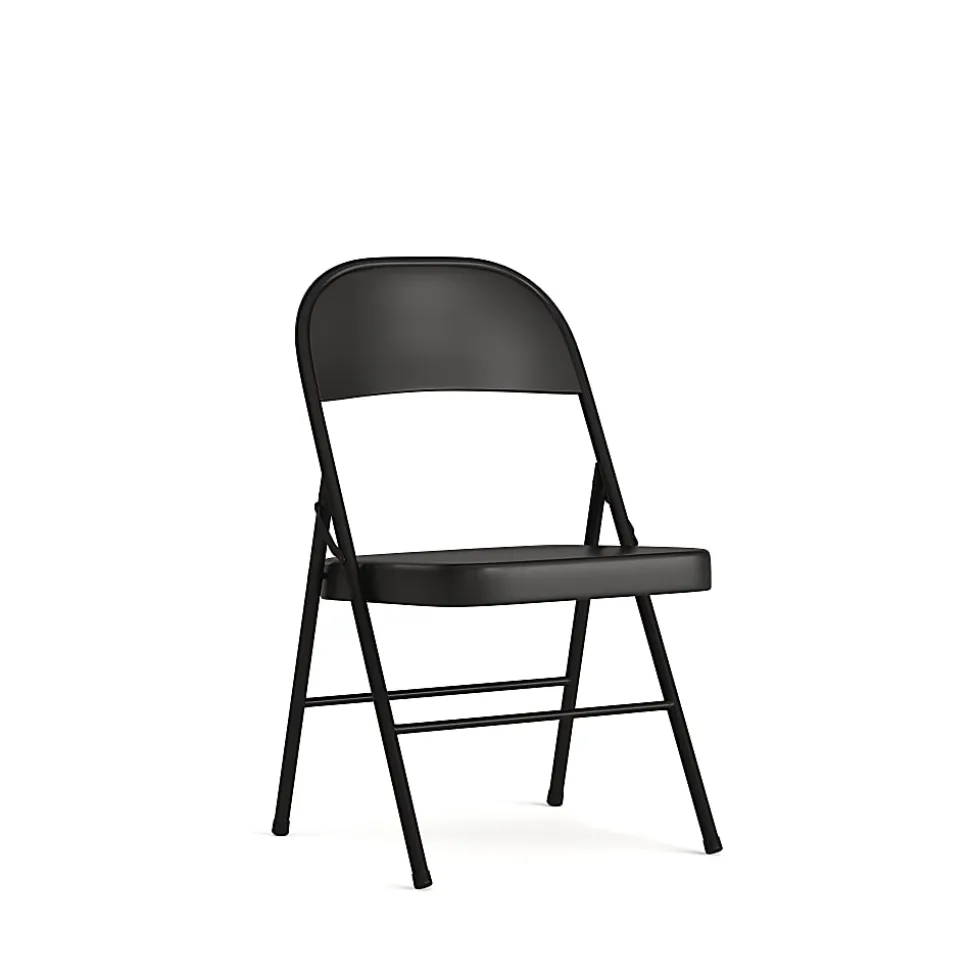 Flash Furniture HERCULES Metal Double-Braced Folding Chair, Black