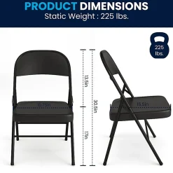 Flash Furniture HERCULES Metal Double-Braced Folding Chair, Black