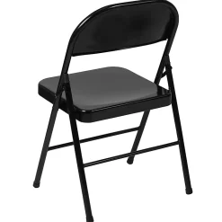Flash Furniture HERCULES Metal Double-Braced Folding Chair, Black