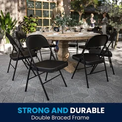 Flash Furniture HERCULES Metal Double-Braced Folding Chair, Black