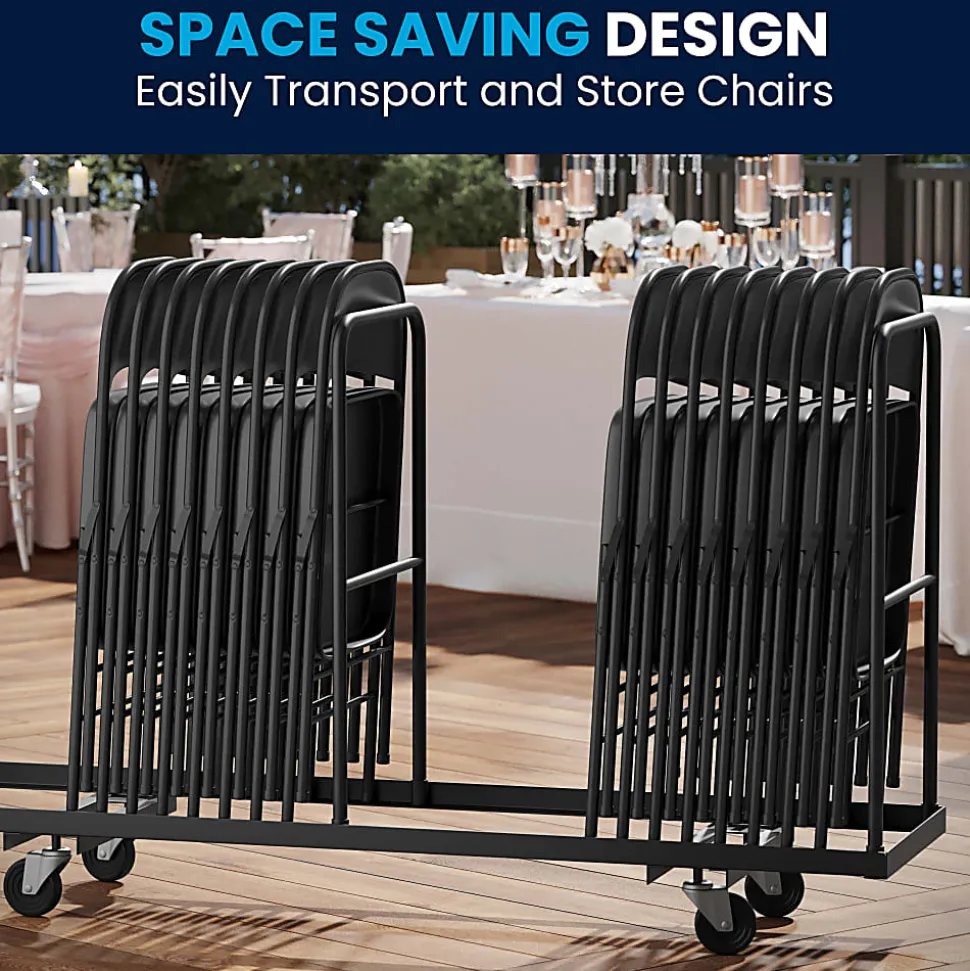 Flash Furniture HERCULES Metal Double-Braced Folding Chair, Black