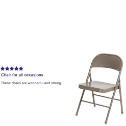 Flash Furniture HERCULES Metal Double-Braced Folding Chair, Gray