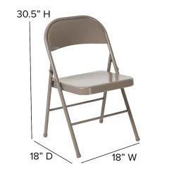 Flash Furniture HERCULES Metal Double-Braced Folding Chair, Gray