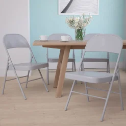 Flash Furniture HERCULES Metal Double-Braced Folding Chair, Gray