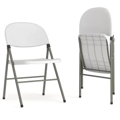 Flash Furniture HERCULES Plastic Folding Chairs, White/Gray, Set Of 2 Chairs