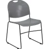 Flash Furniture HERCULES Plastic Ultra-Compact Stack Chair, Gray/Black