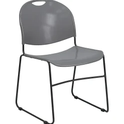 Flash Furniture HERCULES Plastic Ultra-Compact Stack Chair, Gray/Black