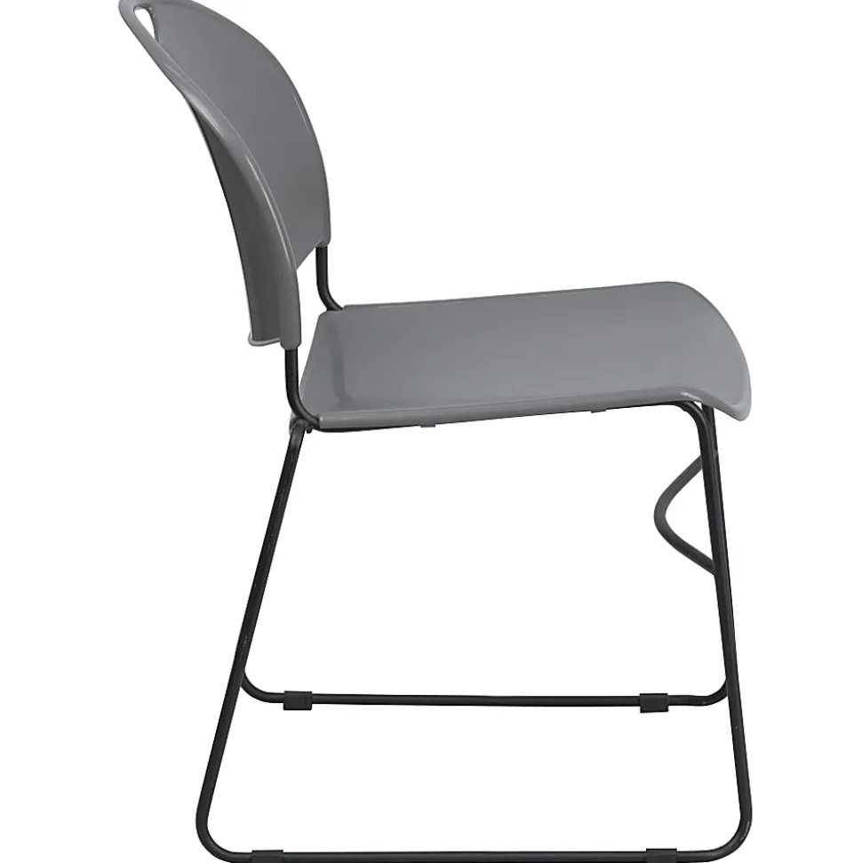 Flash Furniture HERCULES Plastic Ultra-Compact Stack Chair, Gray/Black