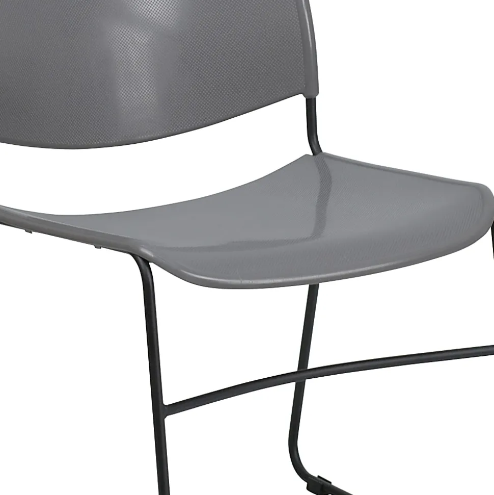 Flash Furniture HERCULES Plastic Ultra-Compact Stack Chair, Gray/Black