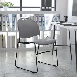 Flash Furniture HERCULES Plastic Ultra-Compact Stack Chair, Gray/Black